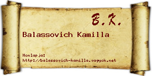 Balassovich Kamilla névjegykártya